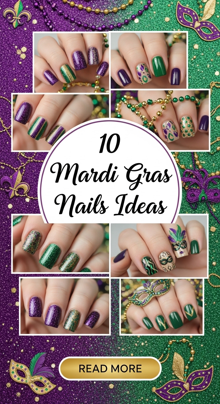 10 Mardi Gras Nails Ideas