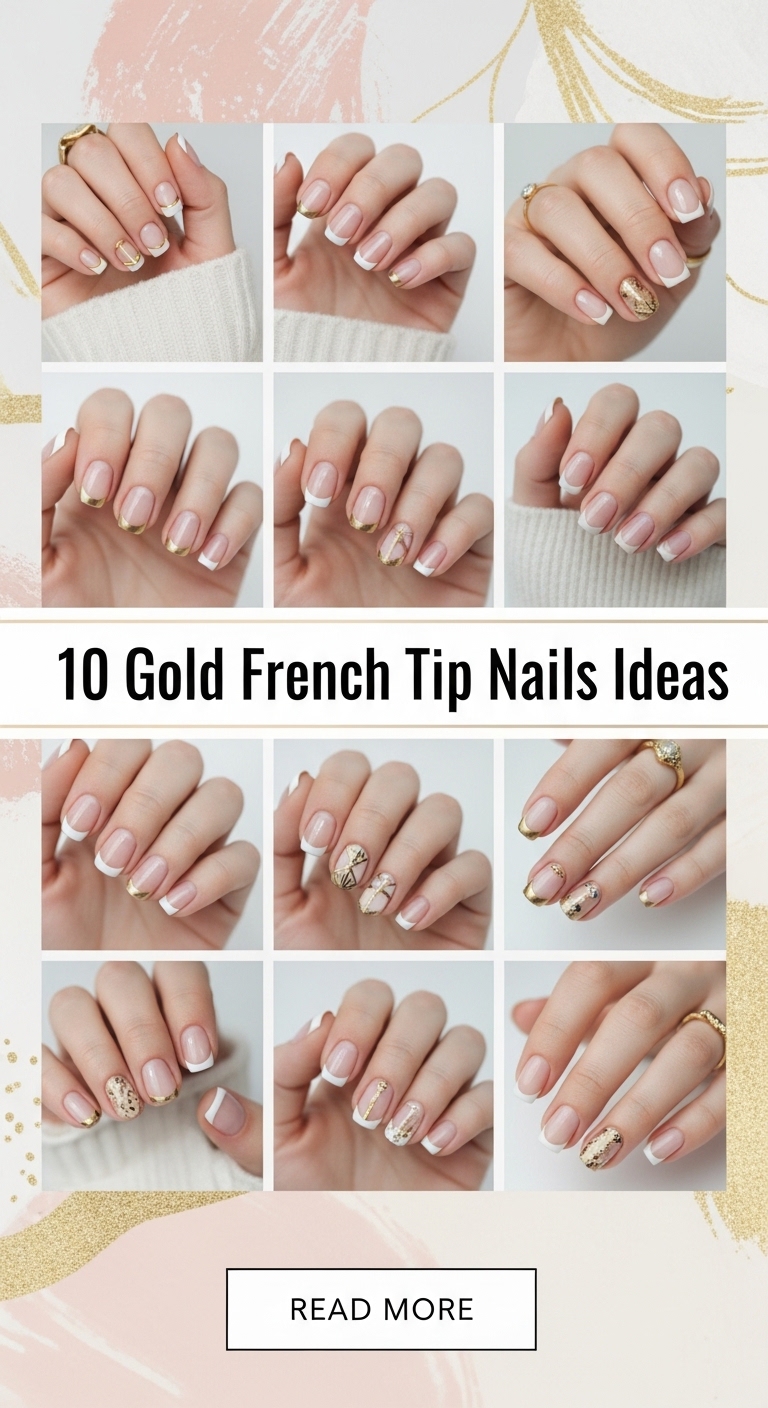 10 Gold French Tip Nails Ideas