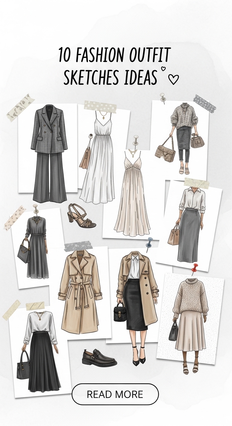 10 Fashion Outfit Sketches Ideas