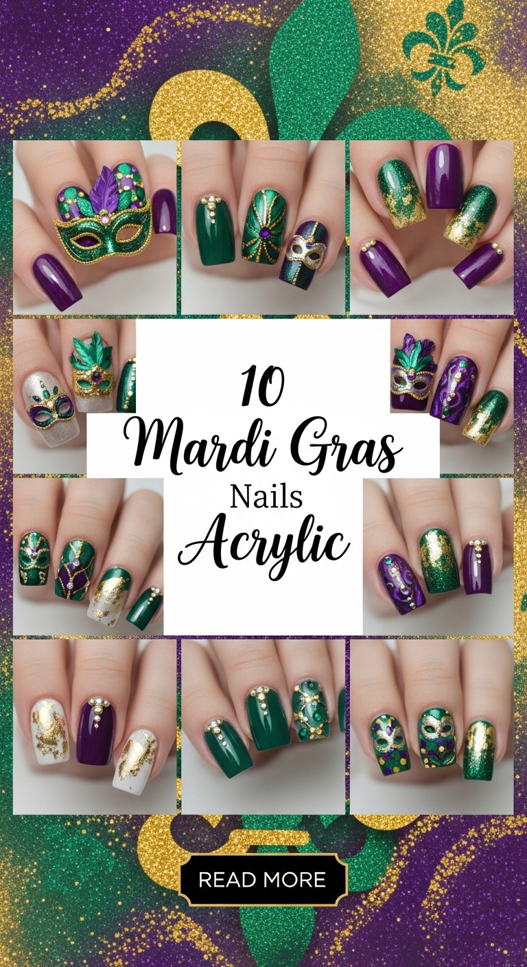 10 Mardi Gras Nails Acrylic