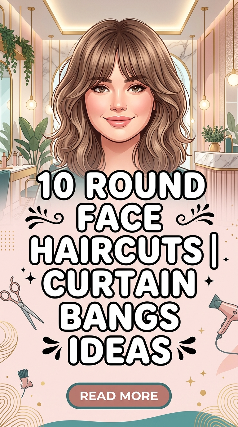10 Round Face Haircuts Curtain Bangs ideas